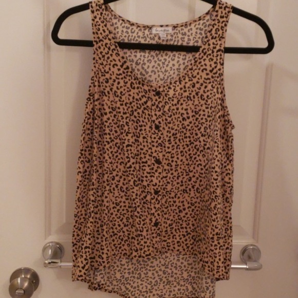 Love Fire Animal Print Button Tank Top